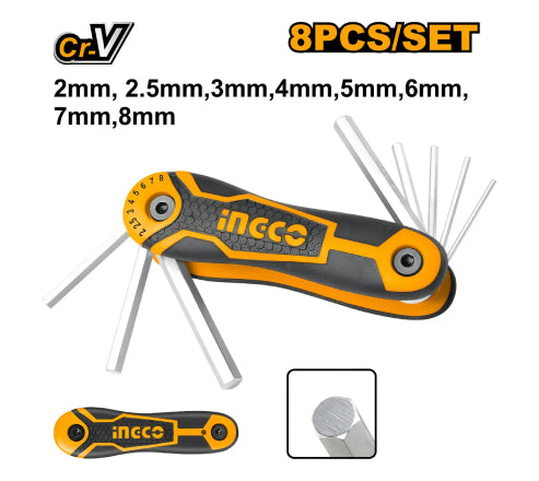 JOGO DE CHAVE ALLEN TIPO CANIVETE COM 8 PEÇAS DE 2 A 8 MILIMETROS